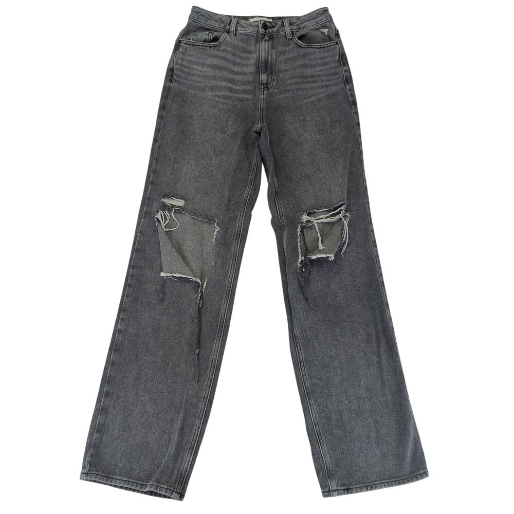 PacSun '90s Boyfriend Jeans Loose Baggy Black Distressed Women's 27 Rigid Denim